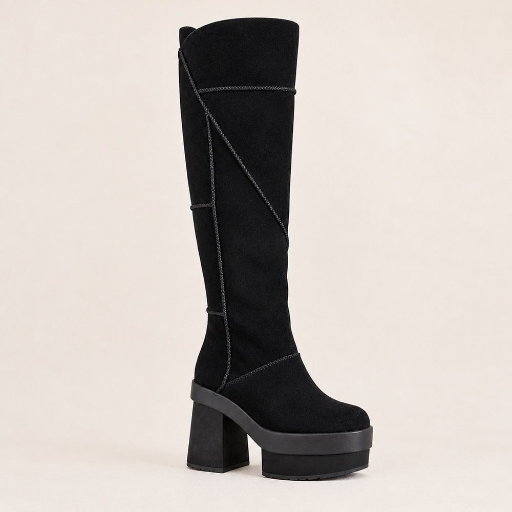 UGG New Heights Platform Xtra Over-the-Knee Black Boots